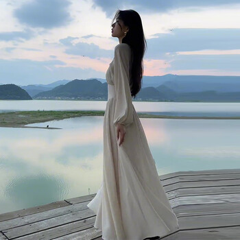 fanan高个子长裙脚踝仙气长裙学生连衣裙长款到春夏季新款长袖坠感裙