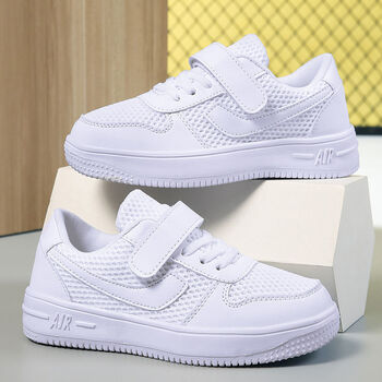 小白鞋男童白色运动鞋中大童男孩白鞋网面小学生纯白鞋儿童节礼物611