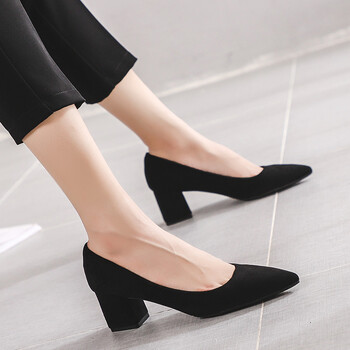 3公分高跟鞋矮跟猫跟3cm厘米单鞋夏黑色女职业粗跟5工作鞋黑色5厘米36