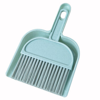 小扫把簸箕套装迷你扫帚桌面清扫清洁刷撮箕擦键盘小工具小 1套  蓝色