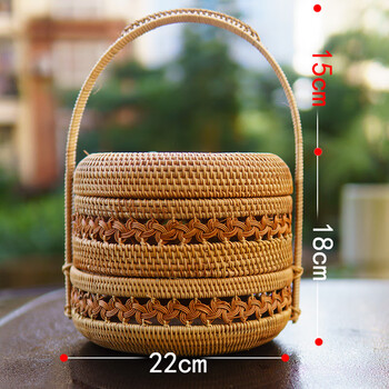 鹏柏福瑞藤编手提篮户外野餐篮食盒野外采摘篮越南天然秋藤纯手工编织