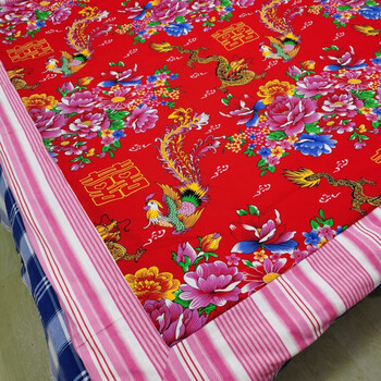 东北大花布传统手缝棉花被老式包边被子民国风复古典怀旧花布被套