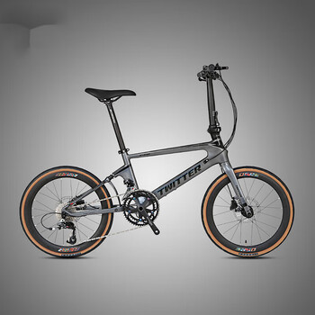 泊威尔碳纤维折叠自行车成人bike车22寸小轮城车变速山地车茆蹇深灰22
