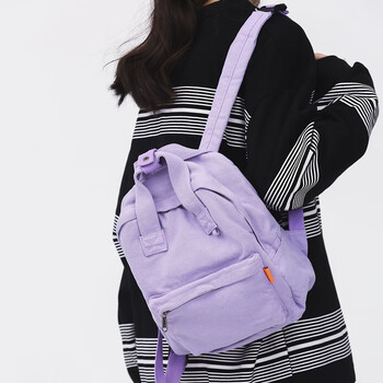 2022新款迷你双肩包女学生文艺复古帆布包纯色百搭逛街出游小背包