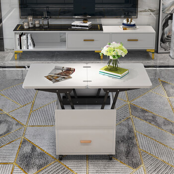 汇优隆 多功能折叠升降茶几餐桌两用饭桌子茶台家用带轮移动小户型