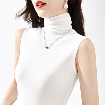 纱衣洋气打底衫坎肩无袖背心网纱上衣女紧身内搭白色纱衣洋气高领蕾丝