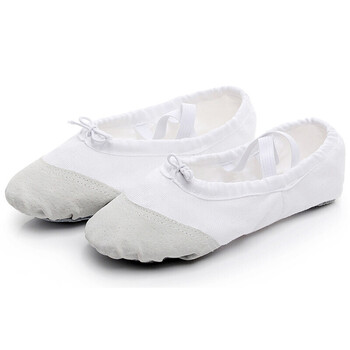 女舞鞋舞蹈鞋儿童女练功软底形体成人跳舞鞋男女童芭蕾舞鞋 白色 22