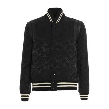 saint laurent圣罗兰 夹克男士奢侈品黑色印花工艺休闲外套 1000 it