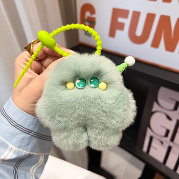 曙业可爱真獭兔毛冰淇淋笨笨汽车钥匙扣挂件ins毛绒女书包包挂饰礼物