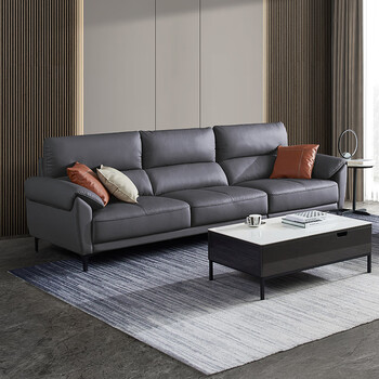 cbd真皮北欧现代牛皮别墅大平层沙发jd022 星空灰te12 (3 1)超体