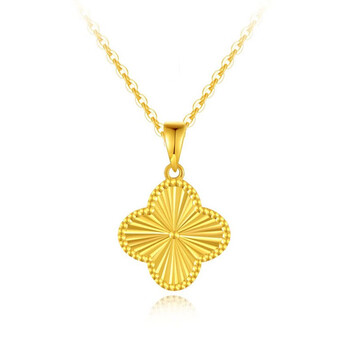 max&love幸运四叶草黄金吊坠女5g金工艺车花闪亮足金吊坠不含黄金