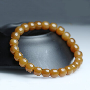 尔珠和田玉手链新疆且末糖玉老型珠手串男单圈鼓珠手饰女款