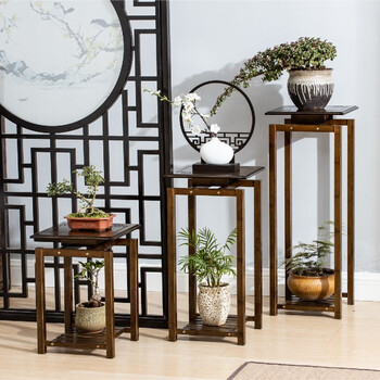 贝瑞尚花台花架多层装饰架室内阳台古董摆件架子家用花创意客厅竹木