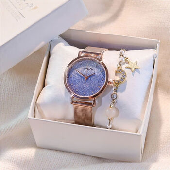 豫见美农渐变星空流沙手表少女简约气质复古中学生网红ins风小众表