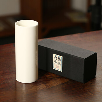 巧马高端高档送老师送同学德化羊脂玉白瓷笔筒 毛笔瓷器笔筒摆件简约
