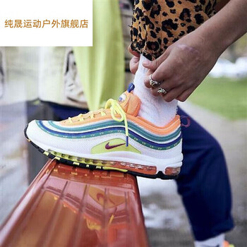 欣乾淑(xinqianshu)airmax97耶稣圣水跑步鞋男女万花筒银蓝笑脸透气全