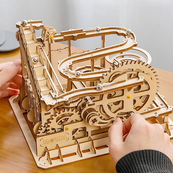 械城轨迹轨道滚珠木质3d立体拼图成人儿童diy拼装模型玩具积木创意