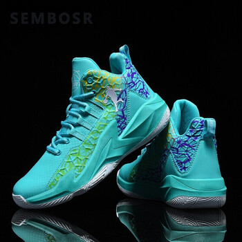 欧文7代8代篮球鞋新款aj学生水泥地克星实战透气耐磨缓震青色儿童运动