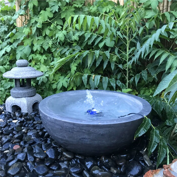 转运球石雕流水钵黑山石涌泉日式庭院花园景观户外喷水池装饰喷泉摆件