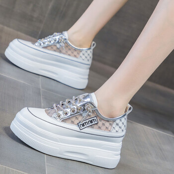 hrcongolke休闲鞋内增高女鞋子厚底运动透气网鞋网面老爹鞋2023年夏季