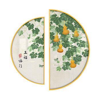 半圆玄关画新中式水墨山水画半日闲半圆组合挂画禅意装饰画客厅书房