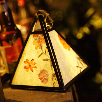 灯笼创意花草纸diy手工灯笼材料包儿童汉服手提宫灯古风 三角形材料包