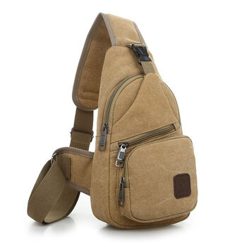 柚酱胸包男帆布休闲包男士挎包百搭胸前包韩版潮斜跨包男单肩背包斜挎