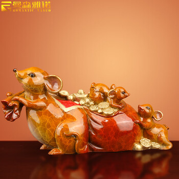 曼森雅诺满载而归铜金钱鼠摆件招财十二生肖金钱子属鼠工艺品客厅书房