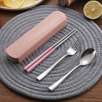 温妤餐具盒便携学生筷子盒收纳盒盒子不锈钢小儿童装餐具筷子勺子套装