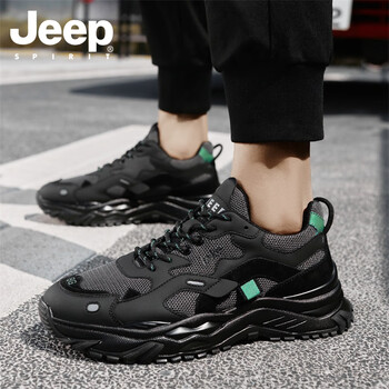 
吉普（Jeep）男鞋运动鞋男老爹鞋潮流时尚休闲鞋男透气跑步鞋子男 P139910012 黑色 41