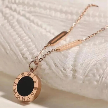 米度拉midila/米度拉钛钢项链 高定黑白双面款罗马数字项链吊坠