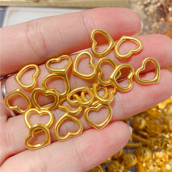 梦赤心3d硬金999足金镂空小爱心吊坠黄金心型项链坠女款抖音同款套链