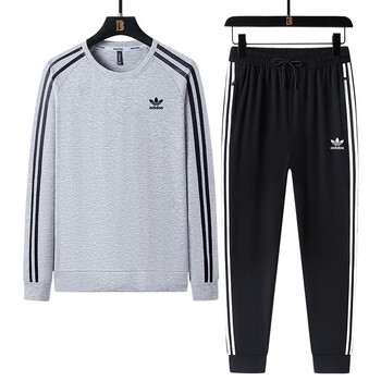 lism官方阿迪达斯斯三叶草套装2023新款秋冬休闲运动服男女adidas灰色