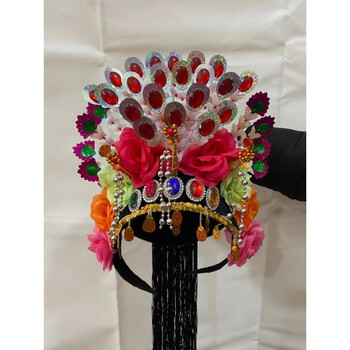 跳舞头花新款扭秧歌大头饰民族广场舞蹈头饰戏剧戏曲影视花旦跳亮黄色