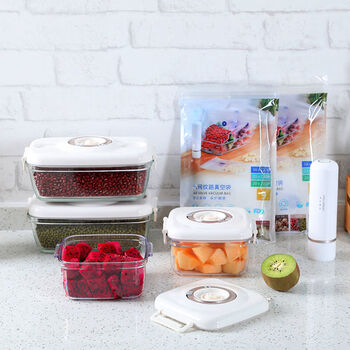 真空保鲜盒密封玻璃可微波加热水果食品级塑料冰箱专用便携上班下单即