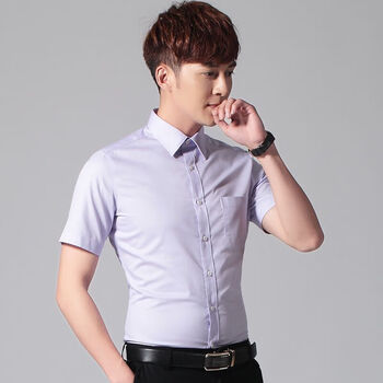 g2000短袖白色衬衫免烫男上班男士休闲装修身职业商务正装白衬衣