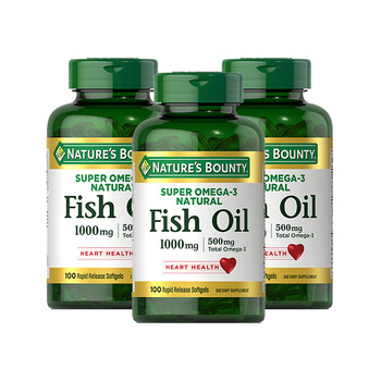 自然之宝欧米伽3原味深海鱼油胶囊1000mg100粒3瓶健身健康心脑体直营