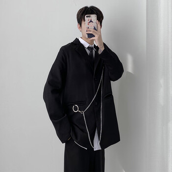 默工场男生18岁成人礼西装西服套装痞帅男装一套黑高级感小两件外套