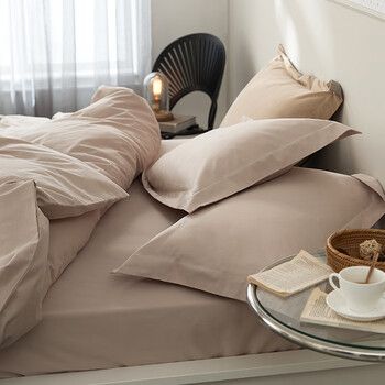 侘寂风四件套100支床上长绒棉四件套奶茶色纯棉全棉床上用品卡其色床