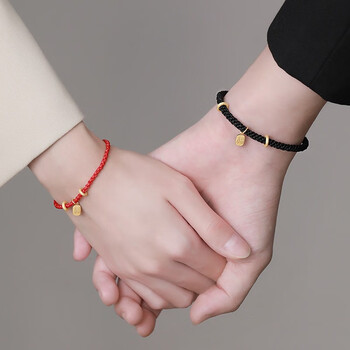 周大福纪念日送男女朋友生日礼物小福牌情侣手链一对母亲节送妈妈牌