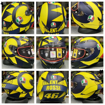 agvpista单钉头盔新版全盔机车赛车限量版摩托车骑行夏季盔定制日月花