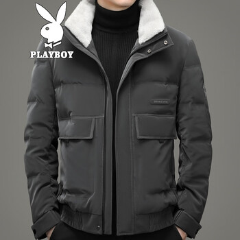 花花公子playboy品牌高端短款羽绒服男修身中年服饰男装男士高品质