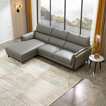 全友家居 沙发 现代简约进口头层牛皮皮沙发大小户型实木框架转角三人