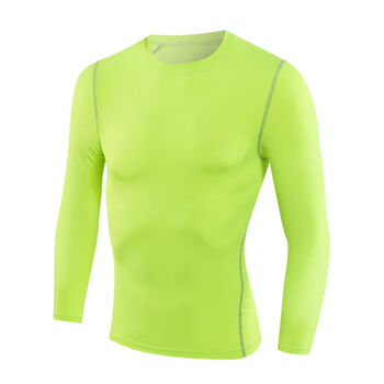 健身长袖男弹力速干紧身衣透气排汗打底衫骑行篮球训练服春秋1款绿色s
