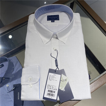 mayor雅戈尔雅戈衬衣男春款商务休闲汉麻长袖衬衫官方白色38