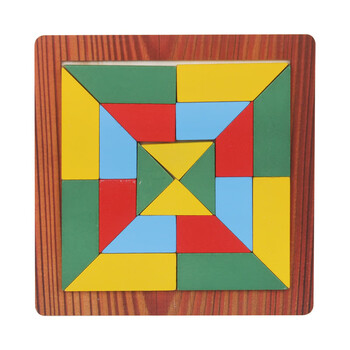 早教几何七巧板形状颜色图形拼图儿童力积木质幼儿园玩具 正方形拼图