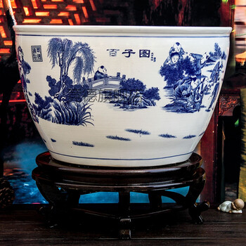 瓷缸户外陶瓷大号鱼缸书画缸大号陶瓷缸盆荷花缸青花瓷缸陶瓷鱼缸特大
