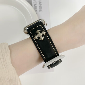 s7/s8牛皮se男士s6 克罗心真皮表带黑色 44mm【适用iwatch 6/se/5/4代