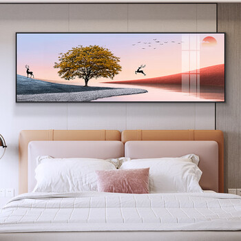 夏洛美家莫兰迪治愈系风景装饰画卧室床头画现代简约北欧轻奢女孩次卧