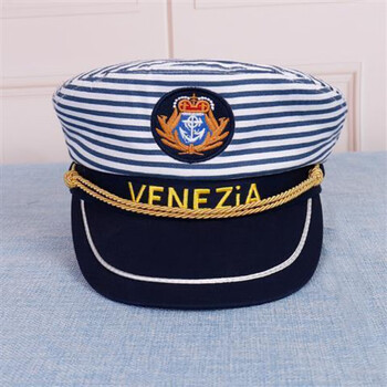 船长帽威尼斯水兵舞海军帽蓝条纹男款船长帽儿童军帽子舞台亲子水手帽